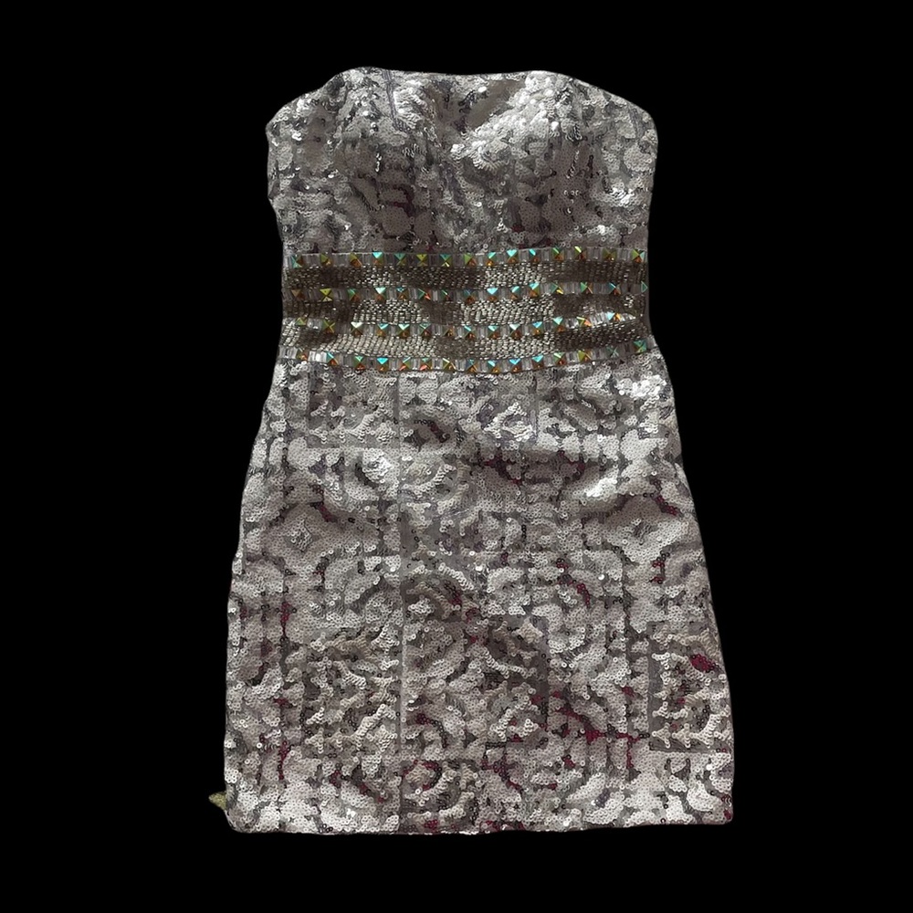 Tony Bowls White Sequined Dress